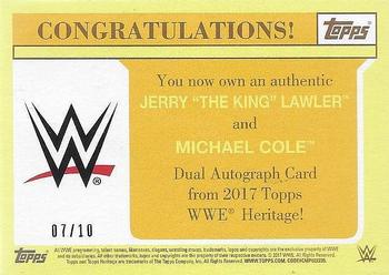 2017 Topps WWE Heritage - Dual Autographs #NNO Jerry Lawler / Michael Cole Back