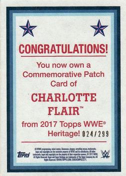 2017 Topps WWE Heritage - Commemorative Patches #NNO Charlotte Flair Back