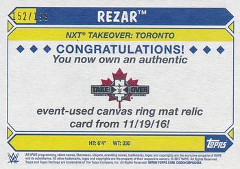 2017 Topps WWE Heritage - NXT Takeover: Toronto Mat Relics #NNO Rezar Back