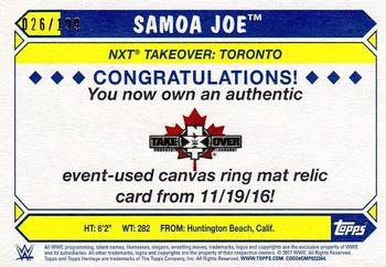 2017 Topps WWE Heritage - NXT Takeover: Toronto Mat Relics #NNO Samoa Joe Back