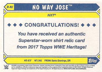 2017 Topps WWE Heritage - Shirt Relics Bronze #R-NJ No Way Jose Back