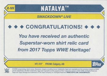 2017 Topps WWE Heritage - Shirt Relics Bronze #R-NN Natalya Back
