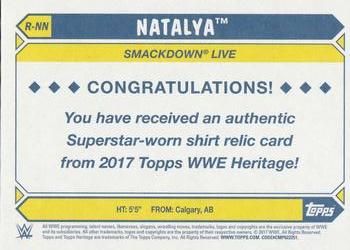 2017 Topps WWE Heritage - Shirt Relics Blue #R-NN Natalya Back