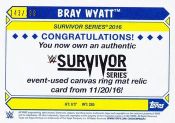 2017 Topps WWE Heritage - Survivor Series 2016 Mat Relics #NNO Bray Wyatt Back