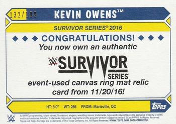 2017 Topps WWE Heritage - Survivor Series 2016 Mat Relics #NNO Kevin Owens Back
