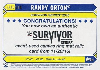 2017 Topps WWE Heritage - Survivor Series 2016 Mat Relics #NNO Randy Orton Back
