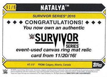 2017 Topps WWE Heritage - Survivor Series 2016 Mat Relics Bronze #NNO Natalya Back