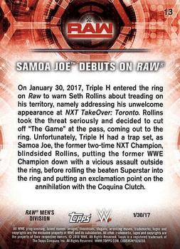 2018 Topps WWE Road To Wrestlemania #13 Samoa Joe Debuts on Raw - Raw Back