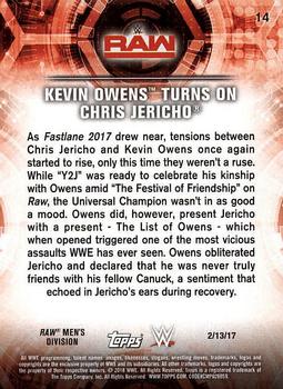 2018 Topps WWE Road To Wrestlemania #14 Kevin Owens Turns on Chris Jericho - Raw Back