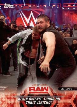 2018 Topps WWE Road To Wrestlemania #14 Kevin Owens Turns on Chris Jericho - Raw Front