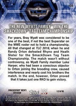 2018 Topps WWE Road To Wrestlemania #64 The New Wyatt Family Win the SmackDown Tag Team Championship - TLC 2016 Back