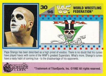1992 Merlin WWF Gold Series Part 2 #30 Papa Shango Back