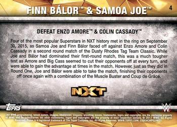 2017 Topps WWE NXT - Matches and Moments #4 Finn Bálor & Samoa Joe Defeat Enzo Amore & Colin Cassady Back