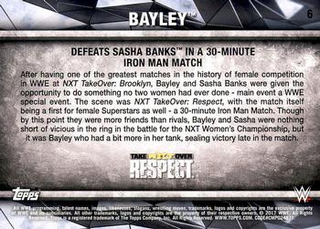 2017 Topps WWE NXT - Matches and Moments #6 Bayley Defeats Sasha Banks in a 30-Minute Iron Man Match Back