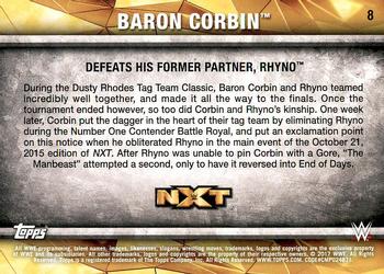 2017 Topps WWE NXT - Matches and Moments #8 Baron Corbin Defeats His Former Partner, Rhyno Back