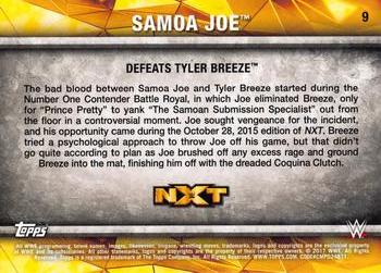 2017 Topps WWE NXT - Matches and Moments #9 Samoa Joe Defeats Tyler Breeze Back