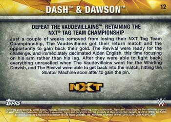 2017 Topps WWE NXT - Matches and Moments #12 Dash & Dawson Defeat The Vaudevillains, retaining the NXT Tag Team Championship Back