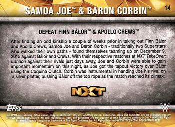 2017 Topps WWE NXT - Matches and Moments #14 Samoa Joe & Baron Corbin Defeat Finn Bálor & Apollo Crews Back