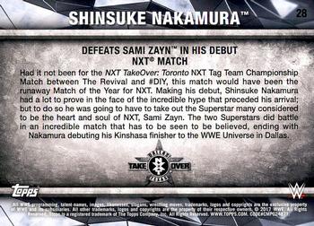 2017 Topps WWE NXT - Matches and Moments #28 Shinsuke Nakamura Defeats Sami Zayn in his debut NXT Match Back