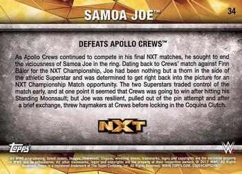 2017 Topps WWE NXT - Matches and Moments #34 Samoa Joe Defeats Apollo Crews Back