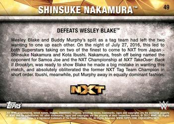 2017 Topps WWE NXT - Matches and Moments #49 Shinsuke Nakamura Defeats Wesley Blake Back