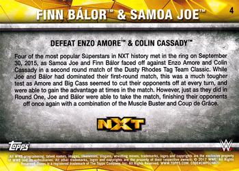 2017 Topps WWE NXT - Matches and Moments Bronze #4 Finn Bálor & Samoa Joe Defeat Enzo Amore & Colin Cassady Back