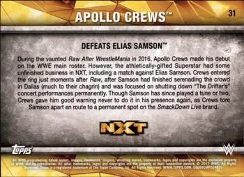 2017 Topps WWE NXT - Matches and Moments Bronze #31 Apollo Crews Defeats Elias Samson Back