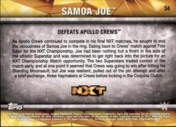 2017 Topps WWE NXT - Matches and Moments Bronze #34 Samoa Joe Defeats Apollo Crews Back