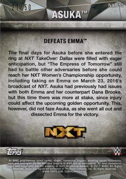 2017 Topps WWE Women's Division - NXT Matches and Moments Silver #NXT-13 Asuka Back