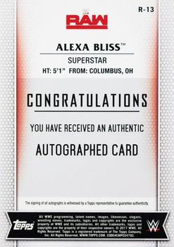 2017 Topps WWE Women's Division - Autographs Gold #R-13 Alexa Bliss Back