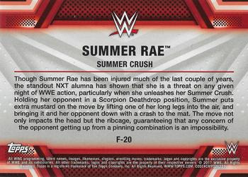 2017 Topps WWE Women's Division - Finishers and Signature Moves #F-20 Summer Rae Back