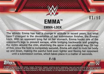 2017 Topps WWE Women's Division - Finishers and Signature Moves Silver #F-18 Emma Back
