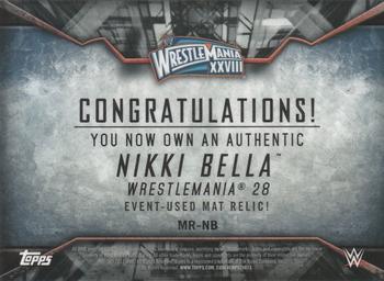 2017 Topps WWE Women's Division - Mat Relics Silver #MR-NB Nikki Bella Back