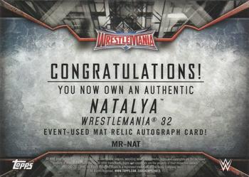 2017 Topps WWE Women's Division - Mat Relic Autographs #MR-NAT Natalya WrestleMania 32 Back