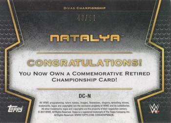 2017 Topps WWE Women's Division - Retired Divas Championship Commemorative Relic Silver #DC-N Natalya Back
