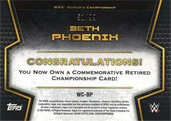 2017 Topps WWE Women's Division - Retired WWE Women's Championship Commemorative Relic #WC-BP Beth Phoenix Back