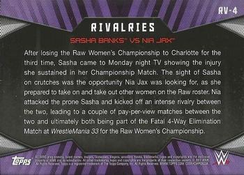 2017 Topps WWE Women's Division - Rivalries #RV-4 Sasha Banks  / Nia Jax Back