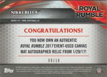 2017 Topps WWE Then Now Forever  - Royal Rumble 2017 Mat Relic Autographs #NNO Nikki Bella Back