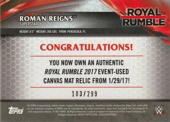 2017 Topps WWE Then Now Forever  - Royal Rumble 2017 Mat Relics #NNO Roman Reigns Back