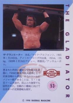 1998 BBM Pro Wrestling #53 The Gladiator Back