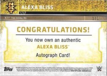 2015 Topps Chrome WWE - NXT Autographs SuperFractor #NNO Alexa Bliss Back