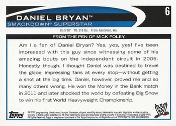 2012 Topps WWE - Silver Foil #6 Daniel Bryan Back