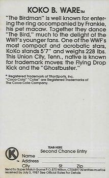1987 Circle K WWF Supermatch #5 Koko B. Ware Back
