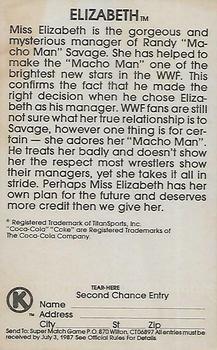 1987 Circle K WWF Supermatch #18 Elizabeth Back
