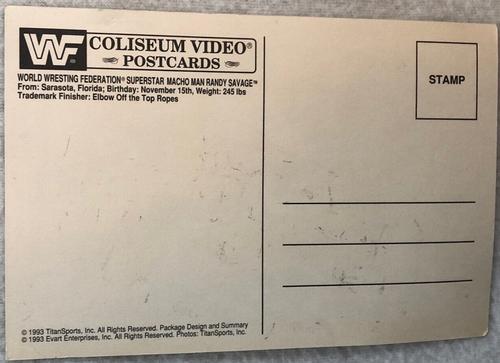 1993 Coliseum Video WWF Postcards #NNO Macho Man Randy Savage Back