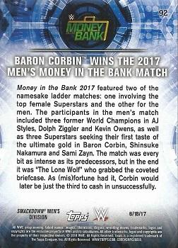 2018 Topps WWE Road To Wrestlemania - Bronze #92 Baron Corbin Wins the 2017 Men's Money in the Bank Match - Money in the Bank 2017 - 6/18/17 Back