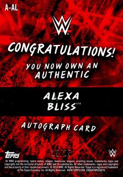 2018 Topps WWE Road To Wrestlemania - Autographs Silver #A-AL Alexa Bliss Back