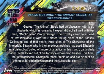 2018 Topps WWE Road To Wrestlemania - Macho Man Tribute (Part 1) #2 Defeats George “The Animal” Steele at WrestleMania 2 Back