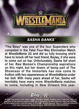 2018 Topps WWE Road To Wrestlemania - Wrestlemania 34 Roster #R-27 Sasha Banks Back