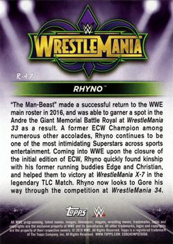 2018 Topps WWE Road To Wrestlemania - Wrestlemania 34 Roster #R-47 Rhyno Back